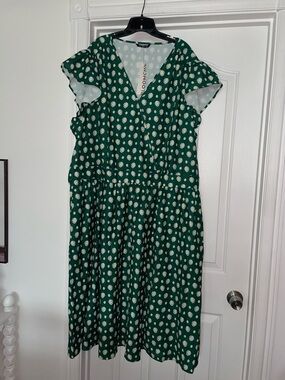 Bloomchic Green/white Ruffle Sleeve Midi Dress Sz 30/6X NWT